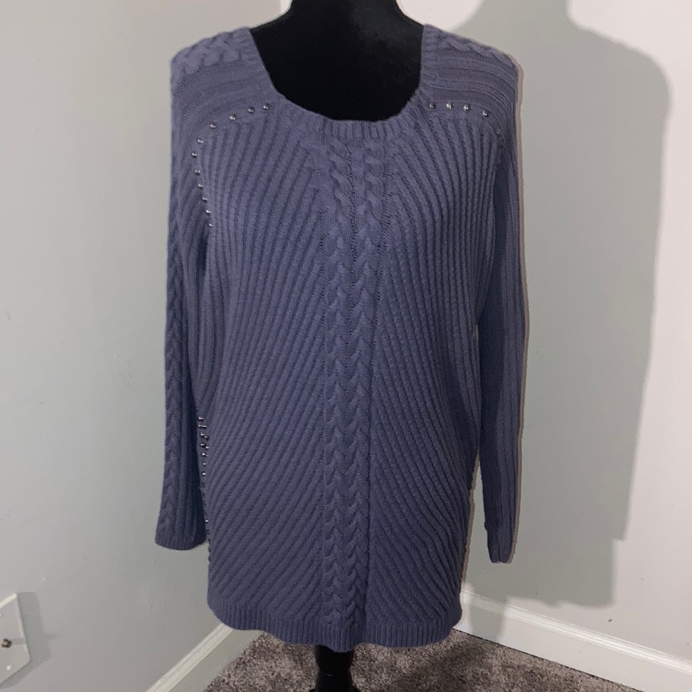 Philosophy | Women’s Gray Cable Knit Sweater - Size 1X
